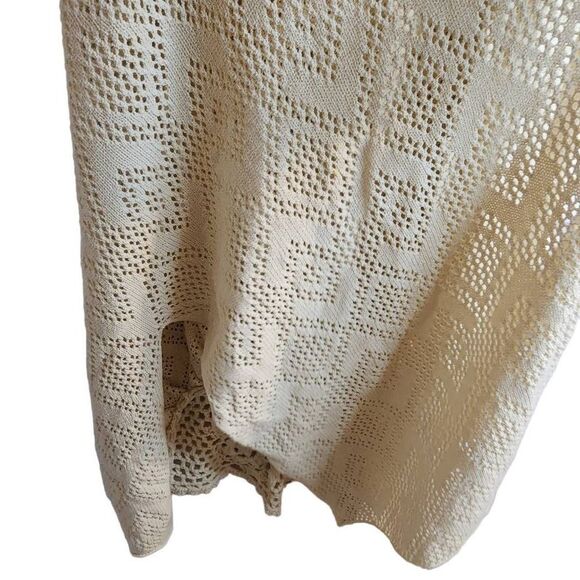 Rebecca Elliot NWOT Crochet Lace Cream Sleeveless Boho Cardigan Perfect Fall Lay - Picture 10 of 12